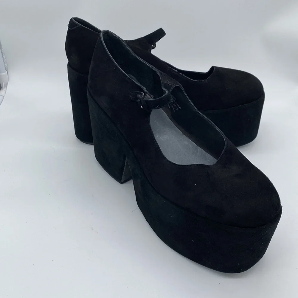 Jeffrey Campbell Black Suede Platform Mary Janes